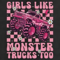 Funny Like Monster Trucks Too Monster Truck 7 Panel Mesh Trucker Snapback Hat