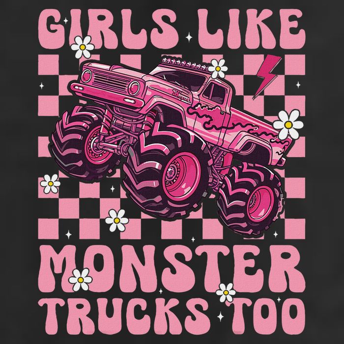 Funny Like Monster Trucks Too Monster Truck 7 Panel Mesh Trucker Snapback Hat
