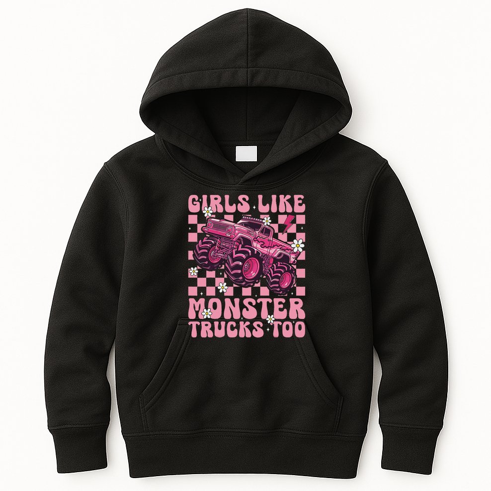Funny Like Monster Trucks Too Monster Truck Kids Hoodie