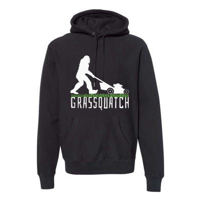 Funny Lawn Mowing Grassquatch Bigfoot Lawn Mower Premium Hoodie