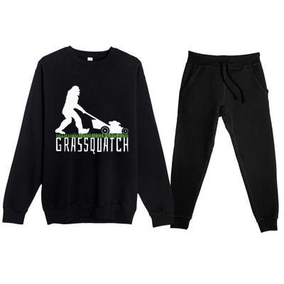 Funny Lawn Mowing Grassquatch Bigfoot Lawn Mower Premium Crewneck Sweatsuit Set