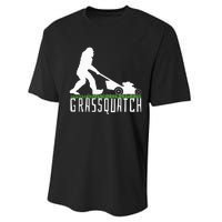 Funny Lawn Mowing Grassquatch Bigfoot Lawn Mower Performance Sprint T-Shirt