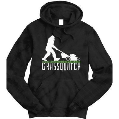 Funny Lawn Mowing Grassquatch Bigfoot Lawn Mower Tie Dye Hoodie