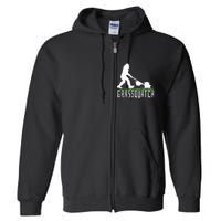 Funny Lawn Mowing Grassquatch Bigfoot Lawn Mower Full Zip Hoodie