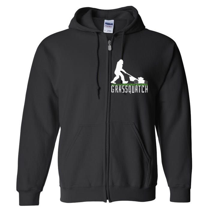 Funny Lawn Mowing Grassquatch Bigfoot Lawn Mower Full Zip Hoodie