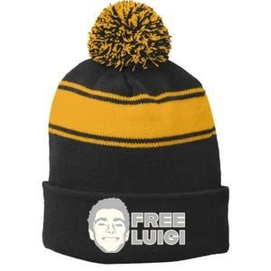 Free Luigi Mangione Release My Dude Stripe Pom Pom Beanie