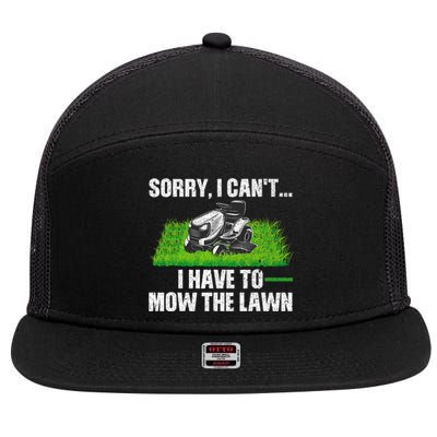 Funny Lawn Mowing For Men Women Lawn Mower Mow Mowing 7 Panel Mesh Trucker Snapback Hat