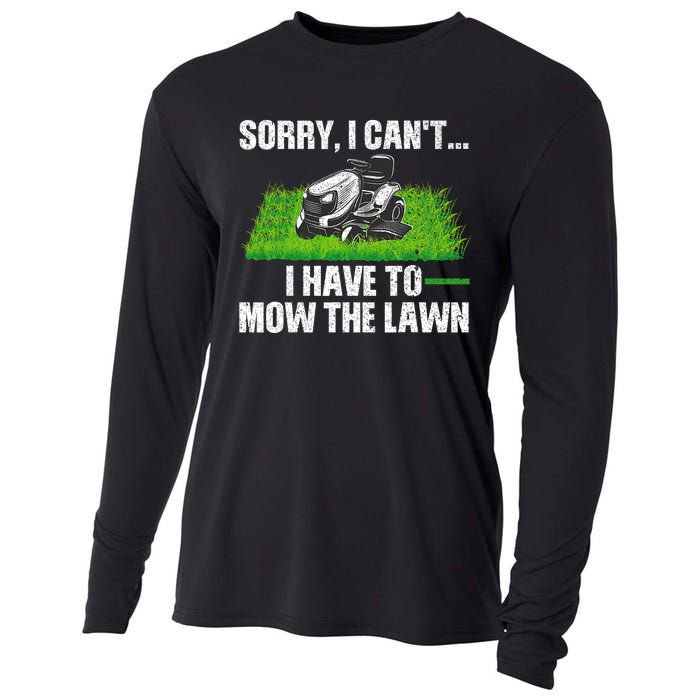 Funny Lawn Mowing For Men Women Lawn Mower Mow Mowing Cooling Performance Long Sleeve Crew