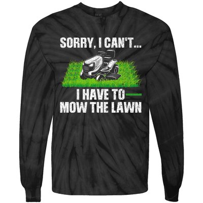 Funny Lawn Mowing For Men Women Lawn Mower Mow Mowing Tie-Dye Long Sleeve Shirt