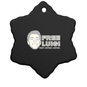 Free Luigi Mangione — Deny Defend Depose Ceramic Star Ornament