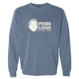 Free Luigi Mangione — Deny Defend Depose Garment-Dyed Sweatshirt