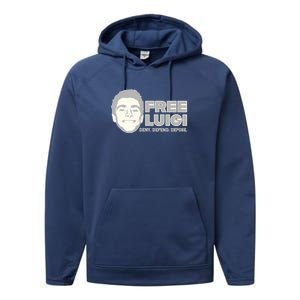 Free Luigi Mangione — Deny Defend Depose Performance Fleece Hoodie