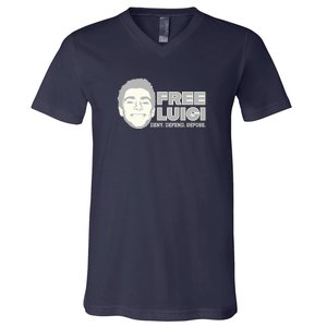 Free Luigi Mangione — Deny Defend Depose V-Neck T-Shirt