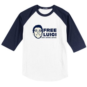 Free Luigi Mangione — Deny Defend Depose Baseball Sleeve Shirt