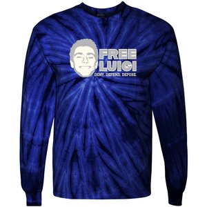 Free Luigi Mangione — Deny Defend Depose Tie-Dye Long Sleeve Shirt