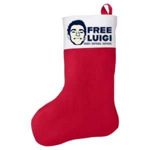 Free Luigi Mangione — Deny Defend Depose Felt Holiday Christmas Stocking