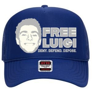 Free Luigi Mangione — Deny Defend Depose High Crown Mesh Back Trucker Hat