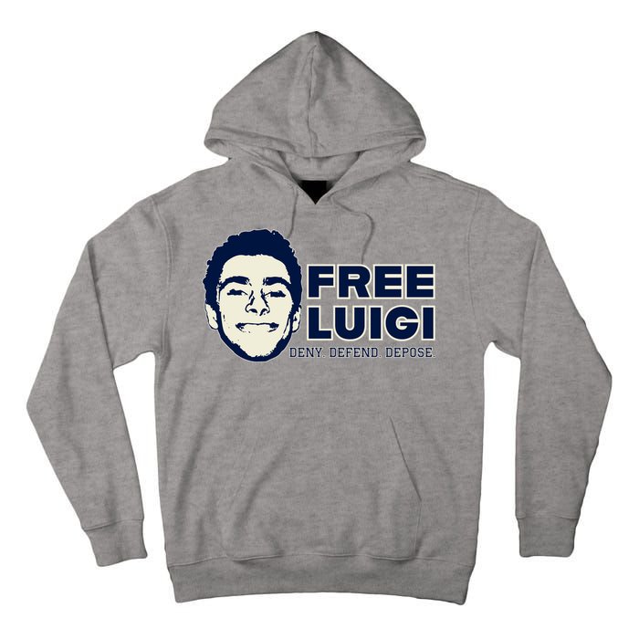 Free Luigi Mangione — Deny Defend Depose Tall Hoodie