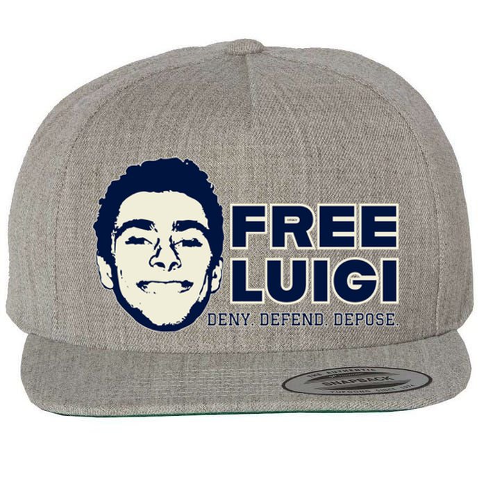 Free Luigi Mangione — Deny Defend Depose Wool Snapback Cap