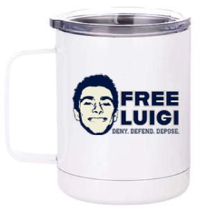 Free Luigi Mangione — Deny Defend Depose 12 oz Stainless Steel Tumbler Cup