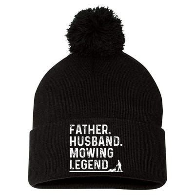 Funny Lawn Mower Design For Dad Lawn Mowing Landscaping Pom Pom 12in Knit Beanie