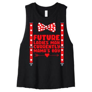 Future Ladies Man Currently Mama's Boy Women's Racerback Cropped Tank