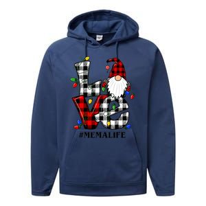 Funny Love Mema Gnomes Christmas Mema Life Performance Fleece Hoodie