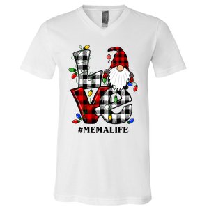 Funny Love Mema Gnomes Christmas Mema Life V-Neck T-Shirt