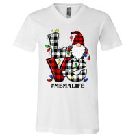 Funny Love Mema Gnomes Christmas Mema Life V-Neck T-Shirt