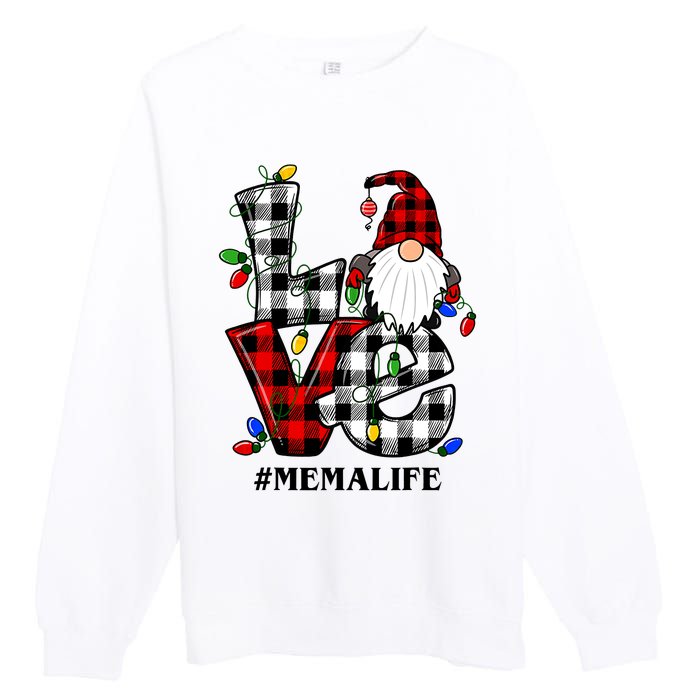 Funny Love Mema Gnomes Christmas Mema Life Premium Crewneck Sweatshirt