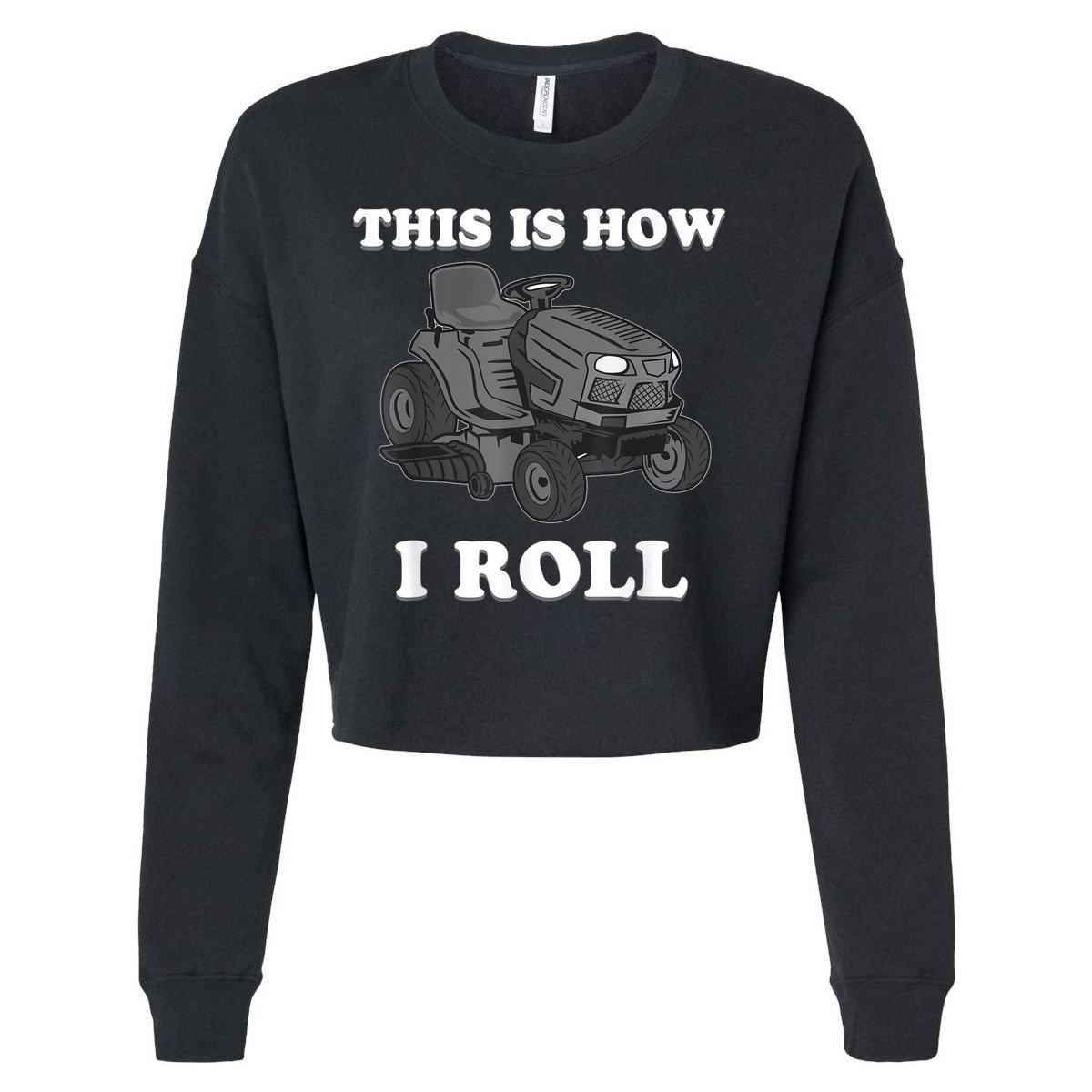 Funny Lawn Mower Mowing Riding Rider Toddler Kids Boys Cropped Pullover Crew