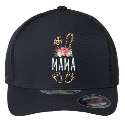 Floral Leopard Mama Bunny Gift Happy Easter Mother's Day Flexfit Unipanel Trucker Cap