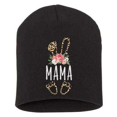 Floral Leopard Mama Bunny Gift Happy Easter Mother's Day Short Acrylic Beanie