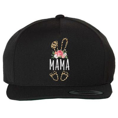 Floral Leopard Mama Bunny Gift Happy Easter Mother's Day Wool Snapback Cap