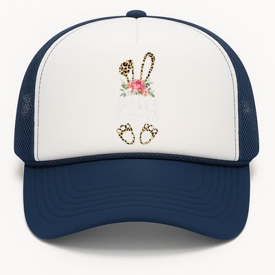 Floral Leopard Mama Bunny Gift Happy Easter Mother's Day Trucker Hat