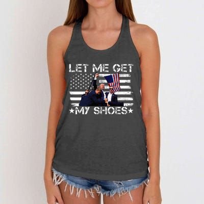 Funny Let Me Get My Shoes Women's Knotted Racerback Tank