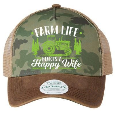 Farm Life Makes A Happy Wife Tractor Gift Legacy Tie Dye Trucker Hat