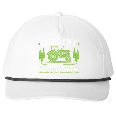 Farm Life Makes A Happy Wife Tractor Gift Snapback Five-Panel Rope Hat