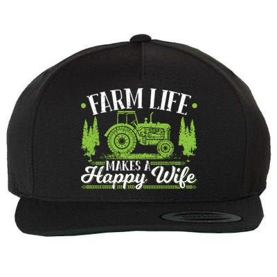 Farm Life Makes A Happy Wife Tractor Gift Wool Snapback Cap