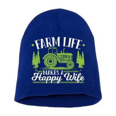 Farm Life Makes A Happy Wife Tractor Gift Short Acrylic Beanie