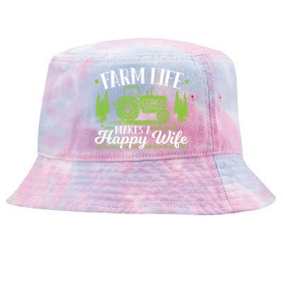 Farm Life Makes A Happy Wife Tractor Gift Tie-Dyed Bucket Hat