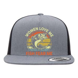 Funny Love Me Fish Fear Me Father Day Gift Dad Fishing Flat Bill Trucker Hat