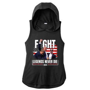 Fight Legends Never Die 2024 Trump Shooting Ladies PosiCharge Tri-Blend Wicking Draft Hoodie Tank