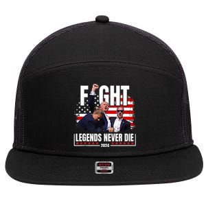 Fight Legends Never Die 2024 Trump Shooting 7 Panel Mesh Trucker Snapback Hat