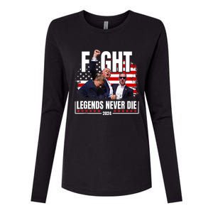 Fight Legends Never Die 2024 Trump Shooting Womens Cotton Relaxed Long Sleeve T-Shirt