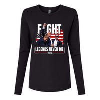 Fight Legends Never Die 2024 Trump Shooting Womens Cotton Relaxed Long Sleeve T-Shirt