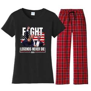 Fight Legends Never Die 2024 Trump Shooting Women's Flannel Pajama Set