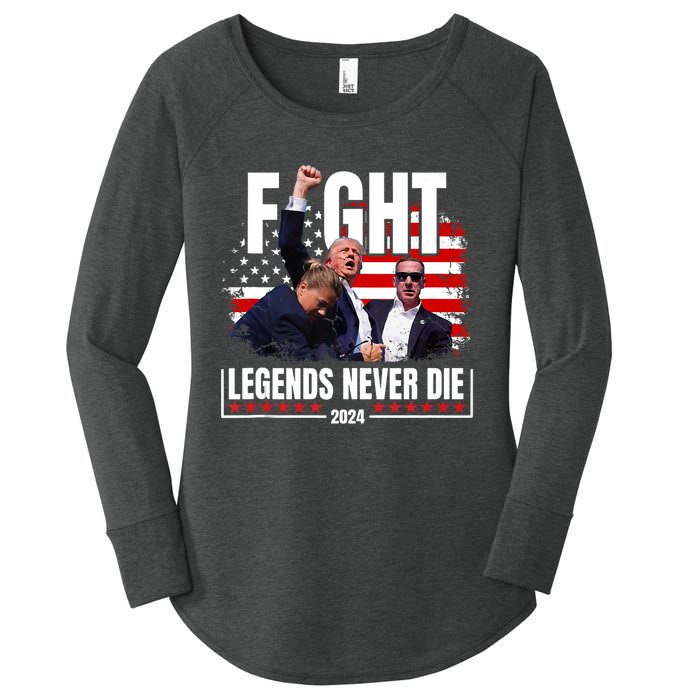 Fight Legends Never Die 2024 Trump Shooting Women's Perfect Tri Tunic Long Sleeve Shirt