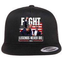 Fight Legends Never Die 2024 Trump Shooting Flat Bill Trucker Hat