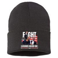 Fight Legends Never Die 2024 Trump Shooting Sustainable Knit Beanie